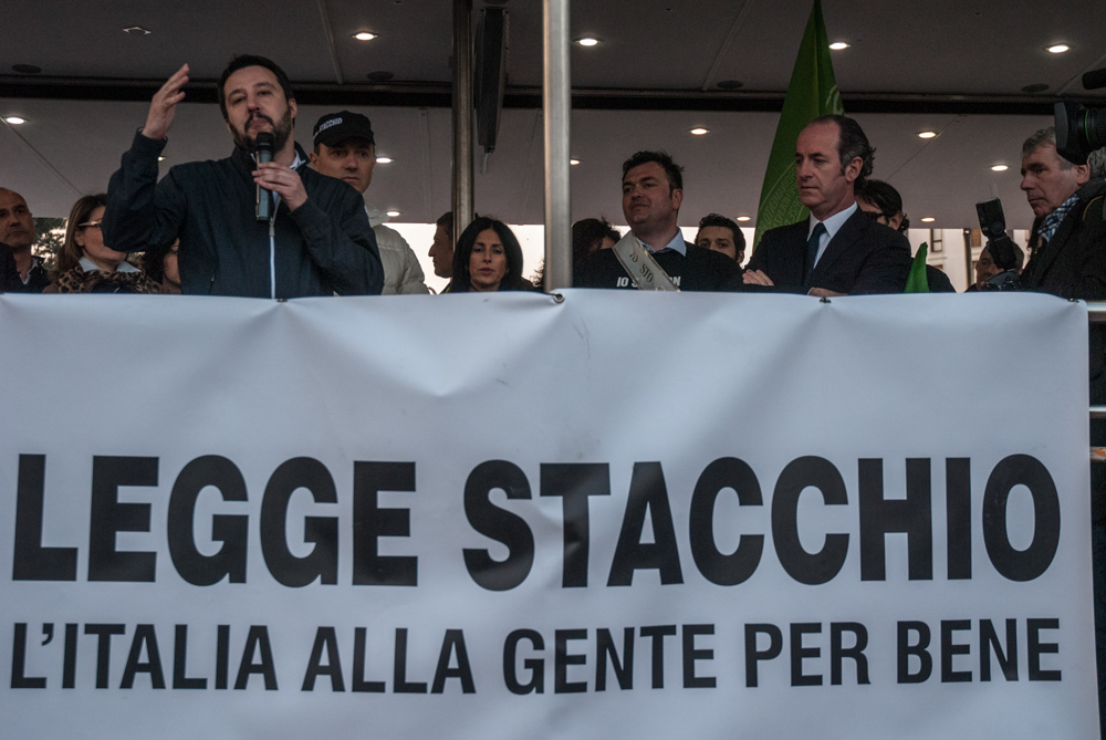 Campo Marzio, Vicenza, Italia2015. Lega Nord. Salvini e Zaia ospiti alla festa della legalità in campo marzio a Vicenza.
